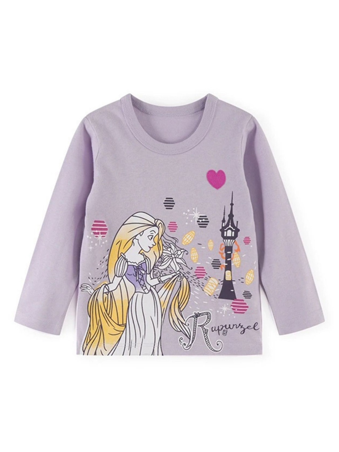 

LULU & SKY Girls Graphic Printed Round Neck Cotton T-shirt, Purple