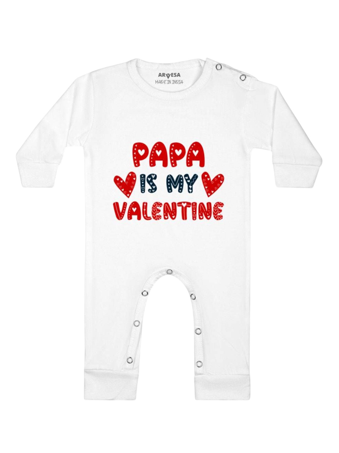 

Arvesa Papa Is My Valentine Printed Baby Romper, White