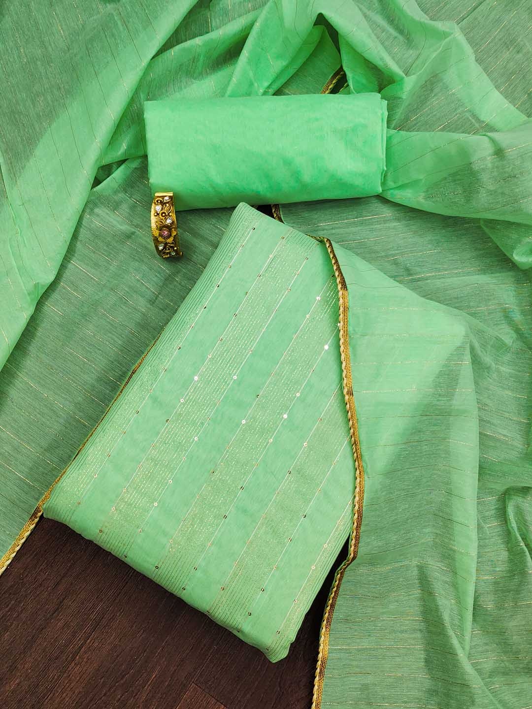 

SAINOOR Embroidered Unstitched Dress Material, Green