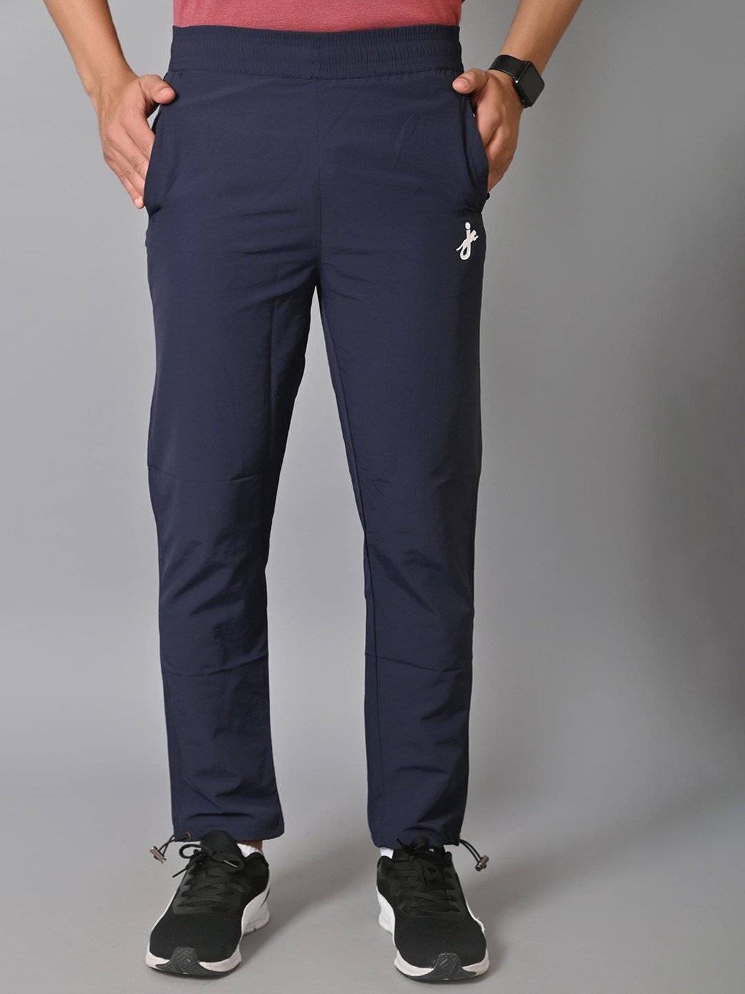 

JAGURO Men Mid Rise Track Pants, Navy blue