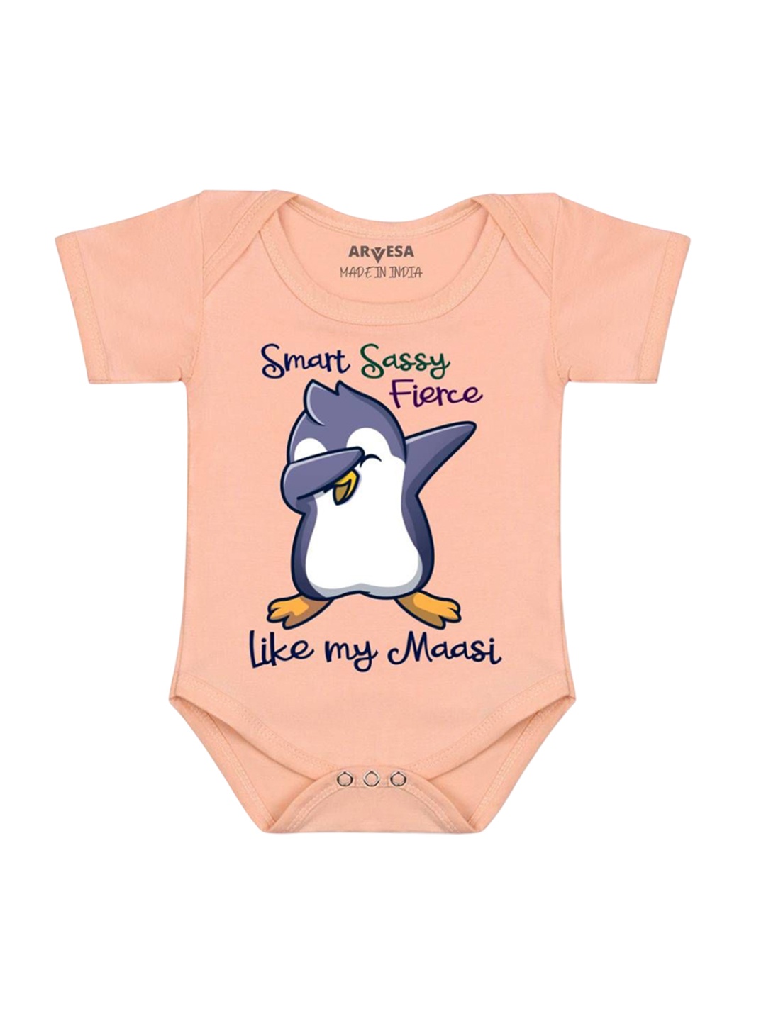 

Arvesa Kids Smart Sassy Like My Maasi Printed Romper, Peach