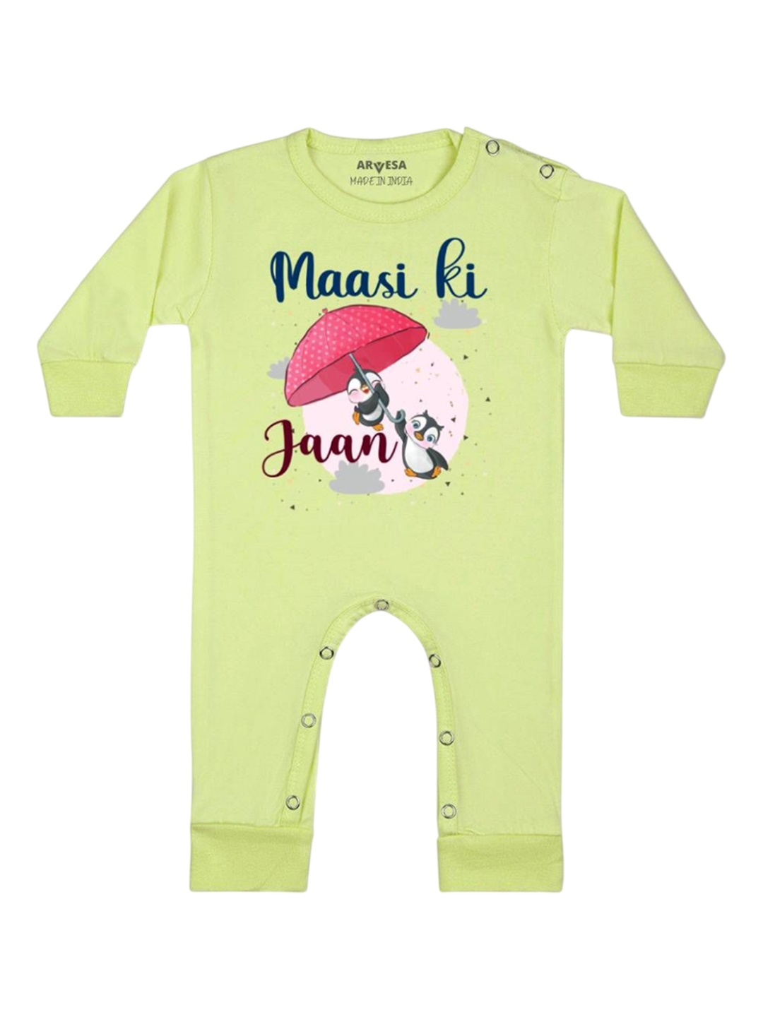 

Arvesa Kids Maasi Ki Jaan Printed Baby Romper, Yellow