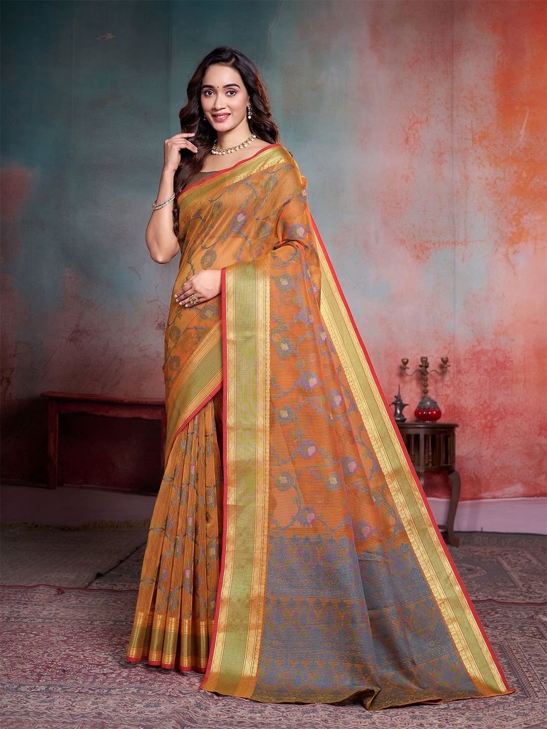 

Garden Vareli Woven Design Zari Art Silk Banarasi Saree, Brown