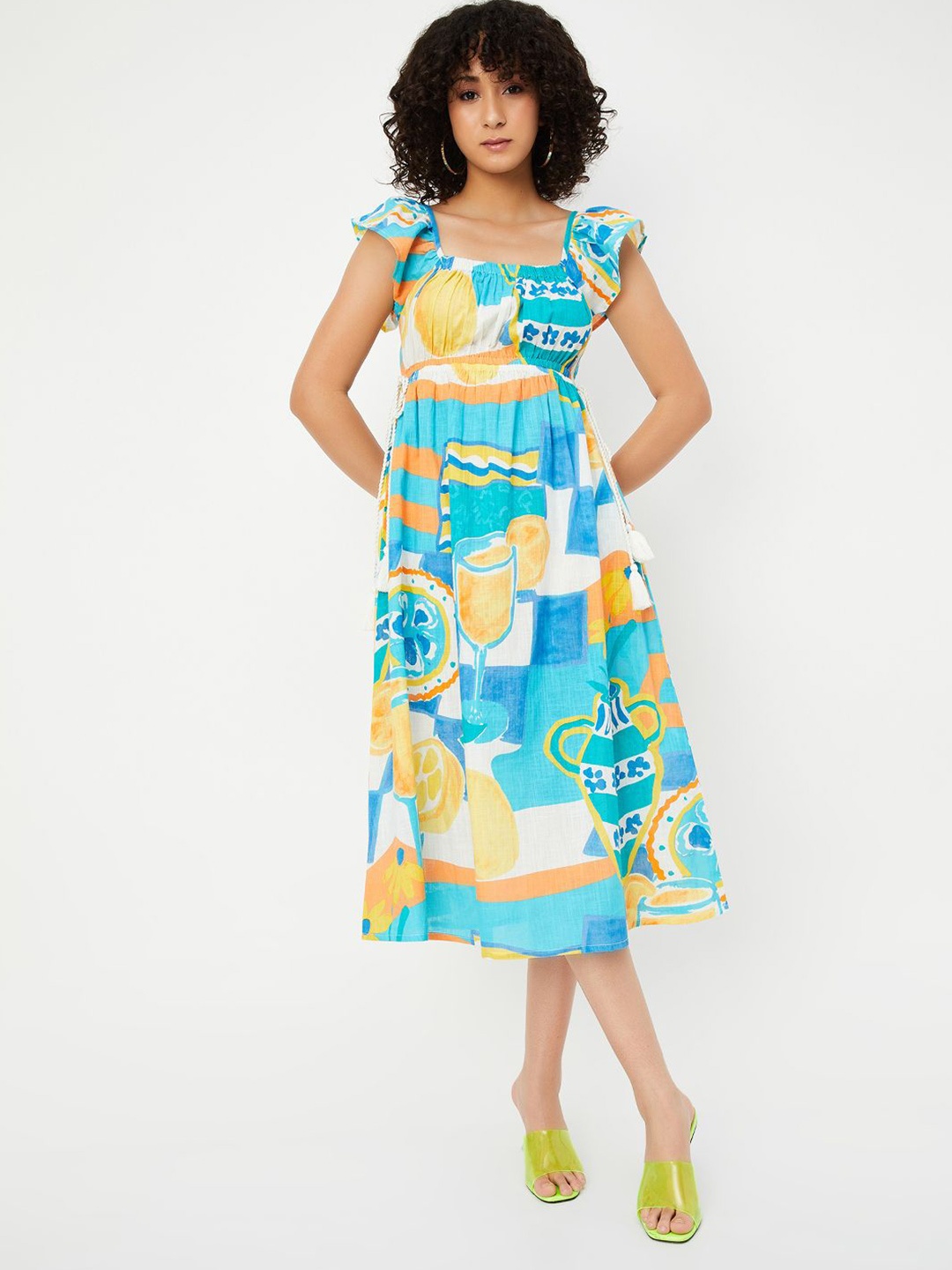 

max Print Fit & Flare Midi Dress, Multi