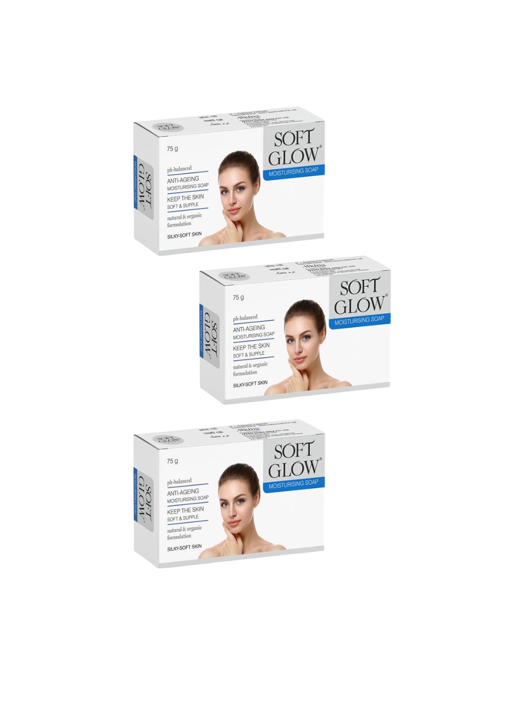 

soft Glow Set Of 3 Anti Aging Moisturizing & Brightening Soap With Vitamin E - 75 g Each, White