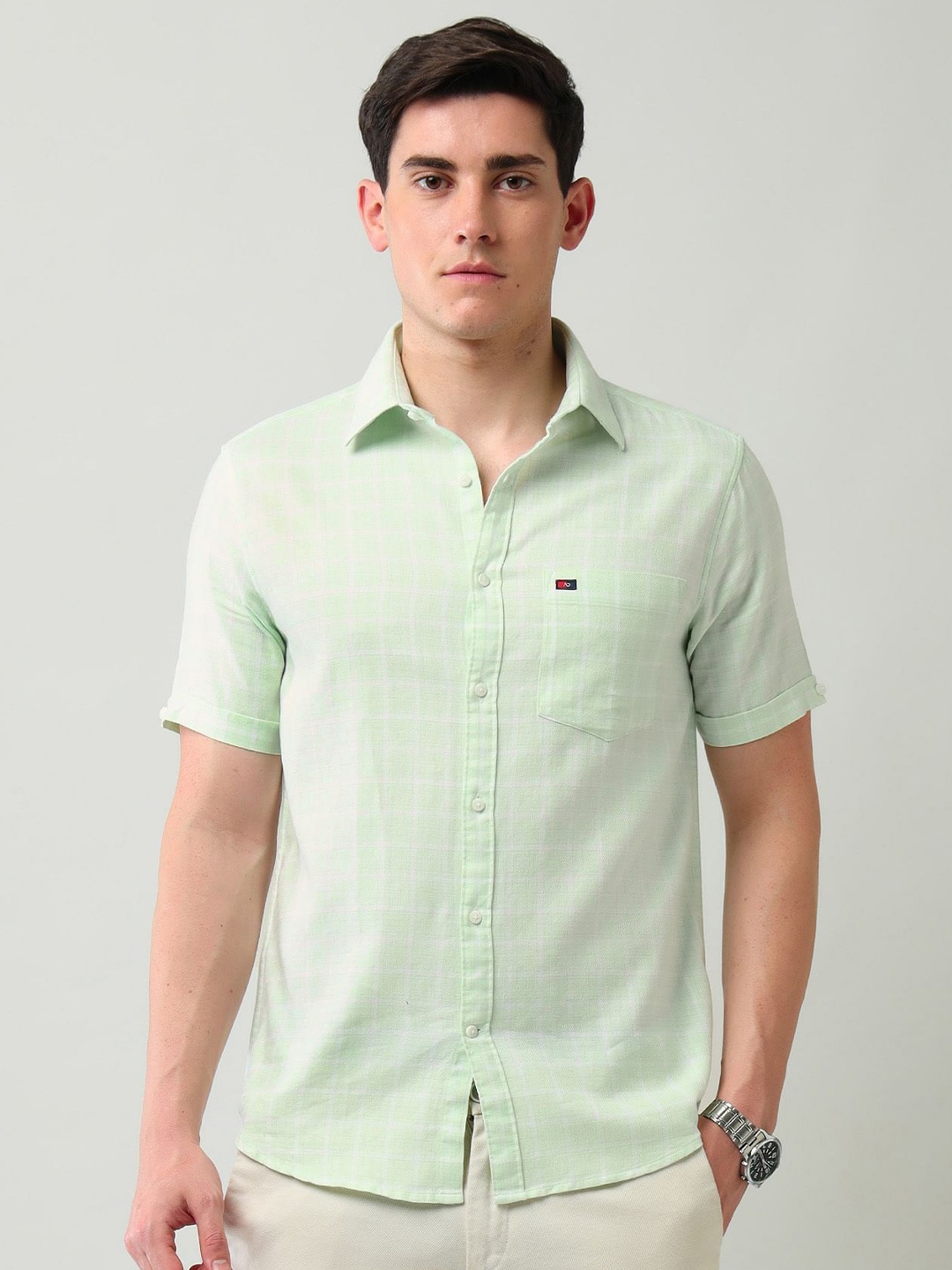 

AD By Arvind Men Slim Fit Opaque Casual Shirt, Green