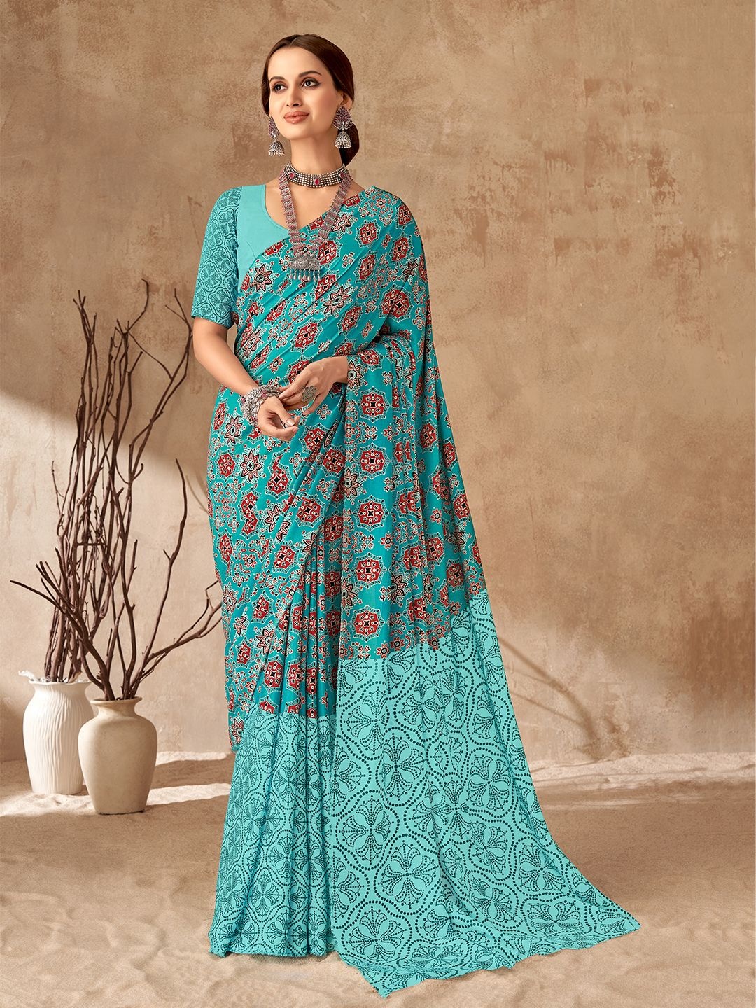 

SARHABandhani Pure Georgette Saree, Blue