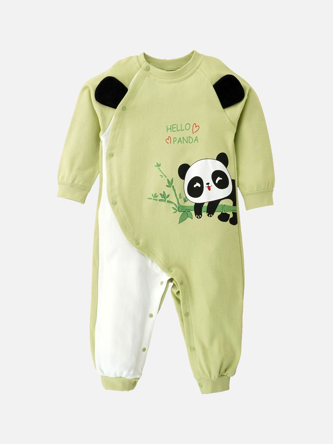 

Little Surprise Box LLP Kids Panda Jumpsuit Style Romper For Tiny Toddlers-3-6M, Green