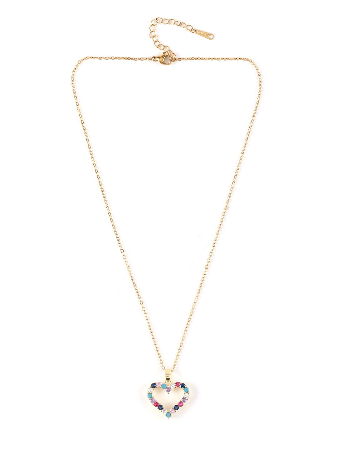 

DressBerry Heart Shaped Stone Studed Pendant Chain, Gold