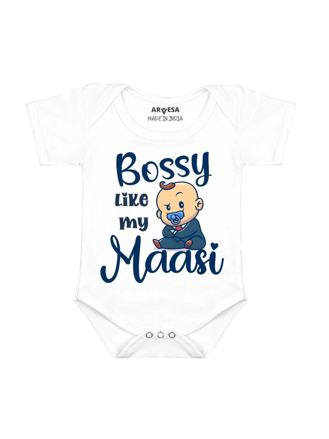 

Arvesa Bossy Like My Maasi Printed Romper, White