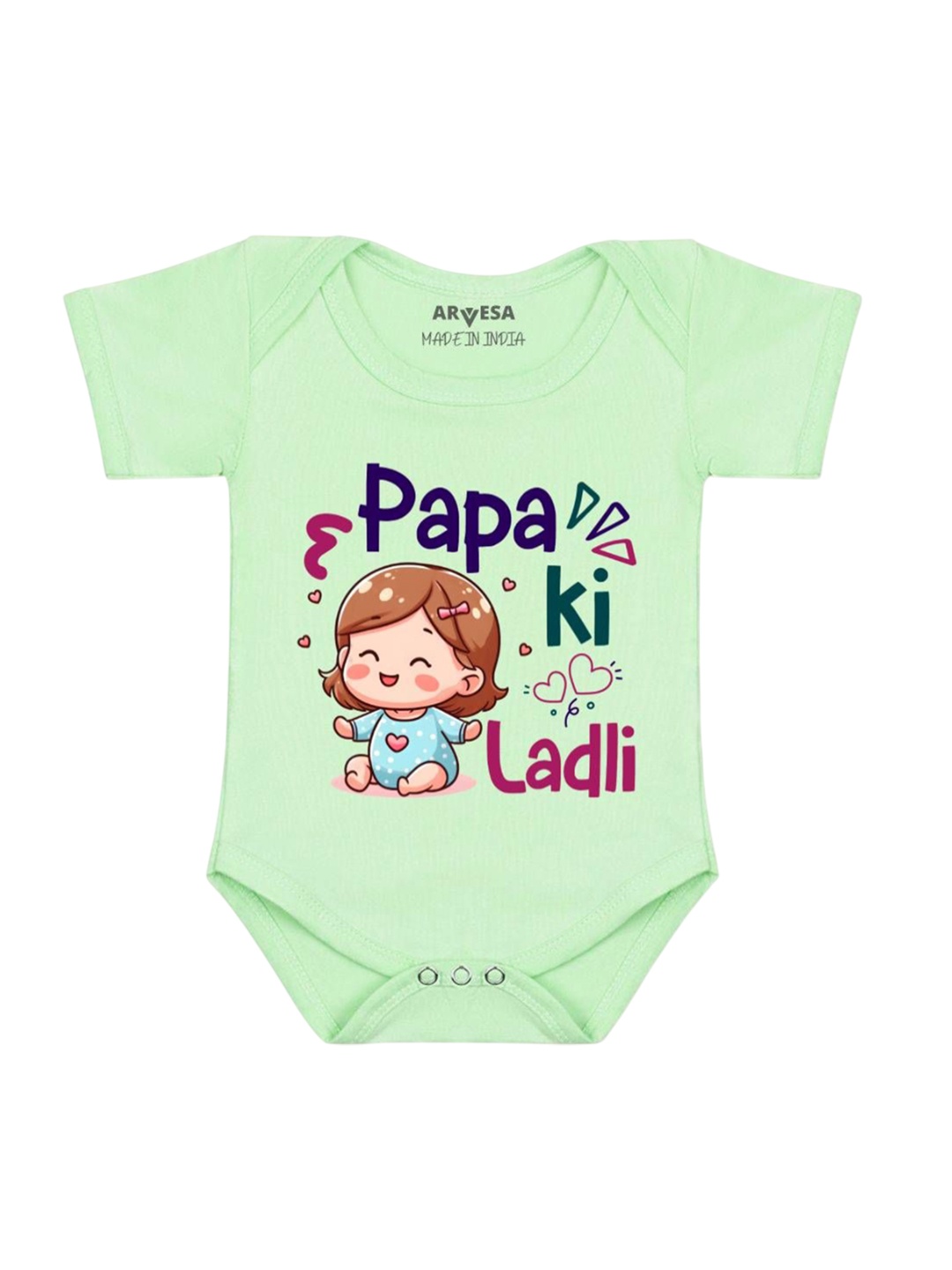 

Arvesa Infants Kids Papa Ki Ladli Printed Cotton Romper, Green