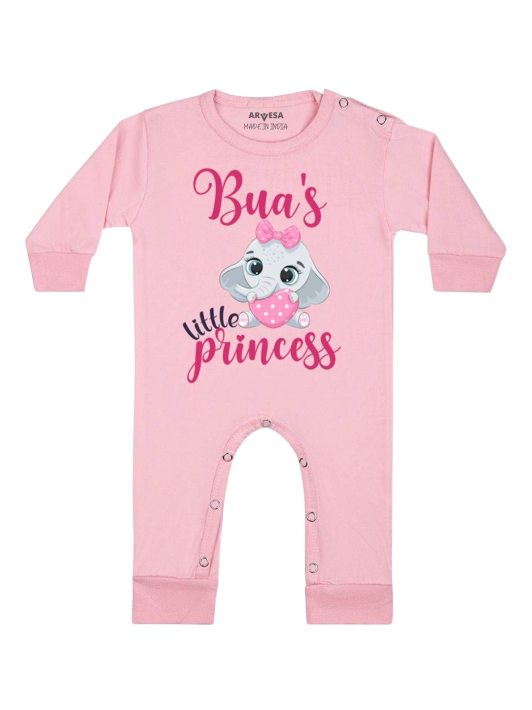 

Arvesa Kids Bua Little Princess Printed Baby Romper, Pink
