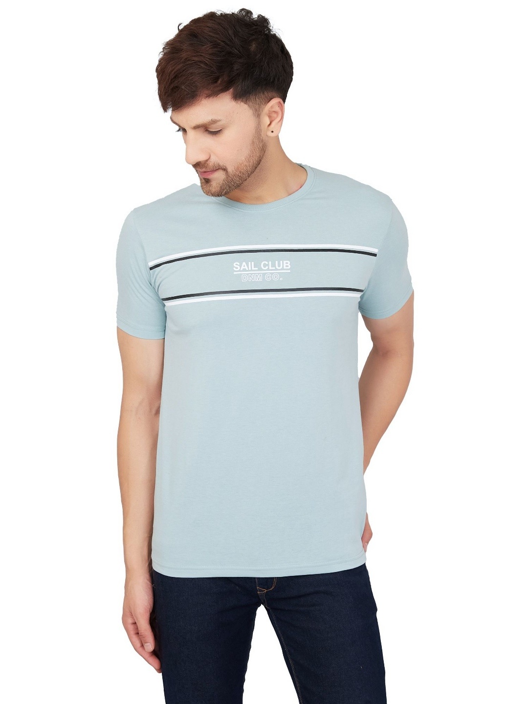 

Ben Martin Men Printed Pockets Slim Fit T-shirt, Turquoise blue