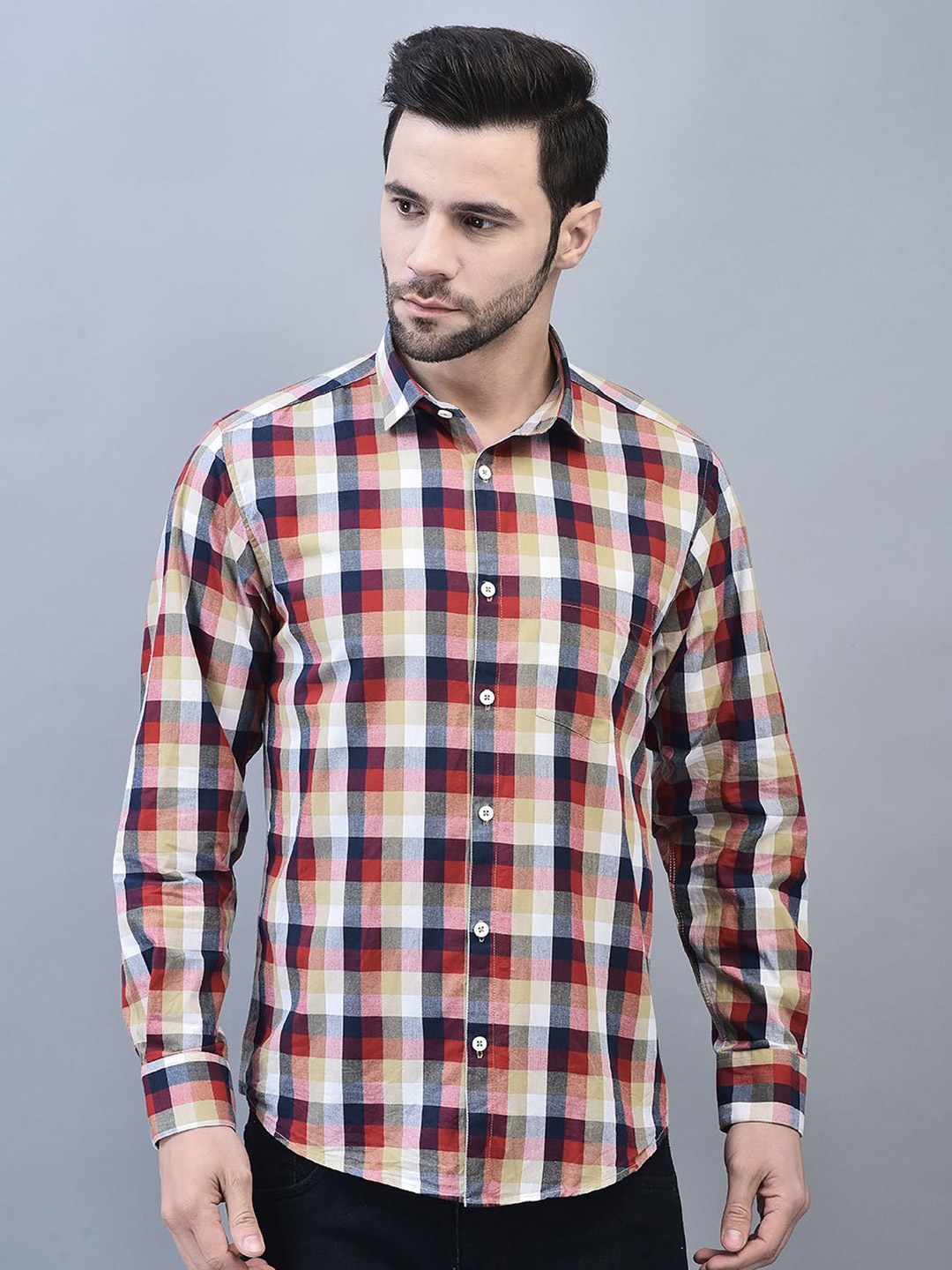 

CODE OF HONOUR Men Comfort Opaque Checked Casual Shirt, Multi