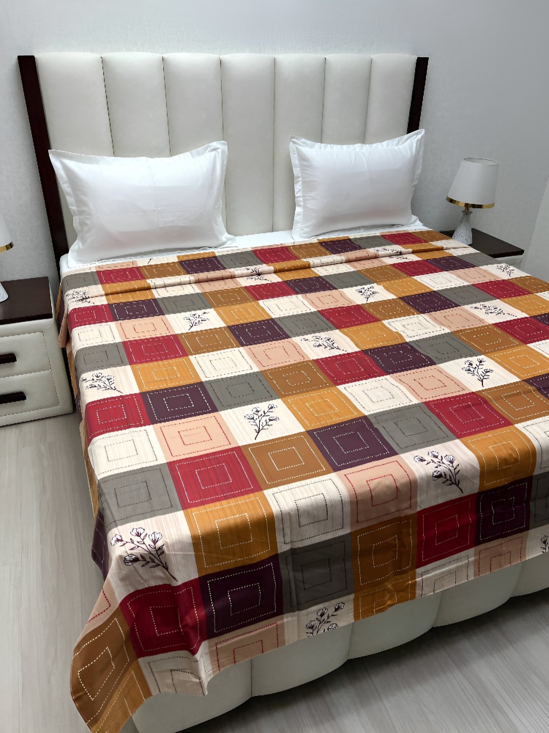 

Pure Decor Brown & Cream Floral Printed Pure Cotton King Size Duvet Cover