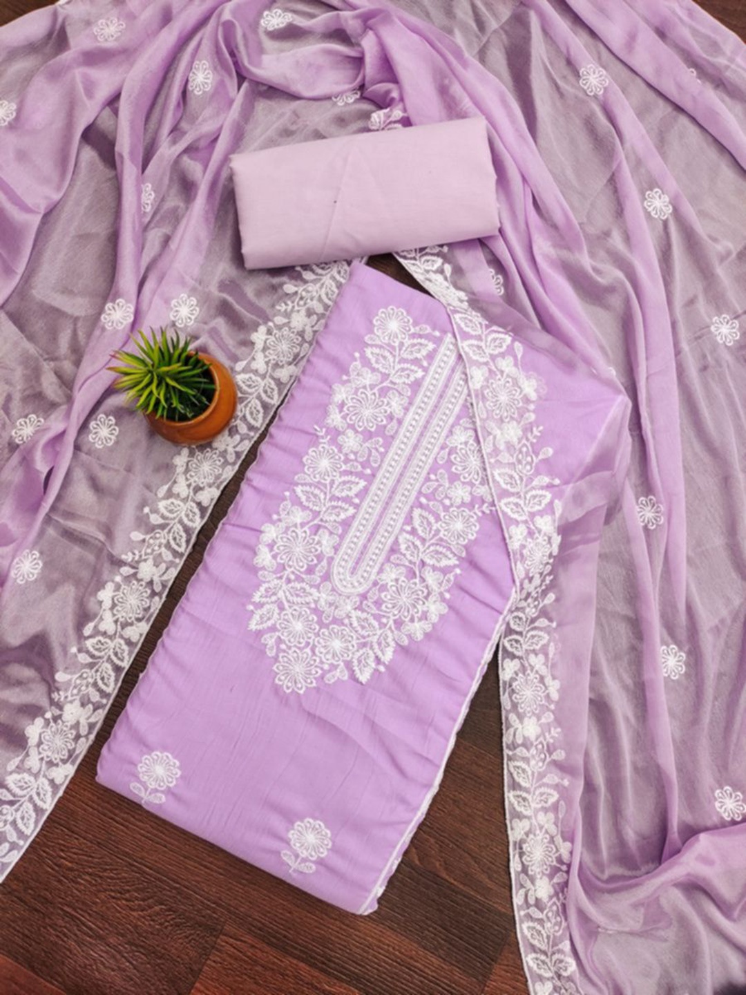 

ZEEPKART Unstitched Dress Material, Lavender