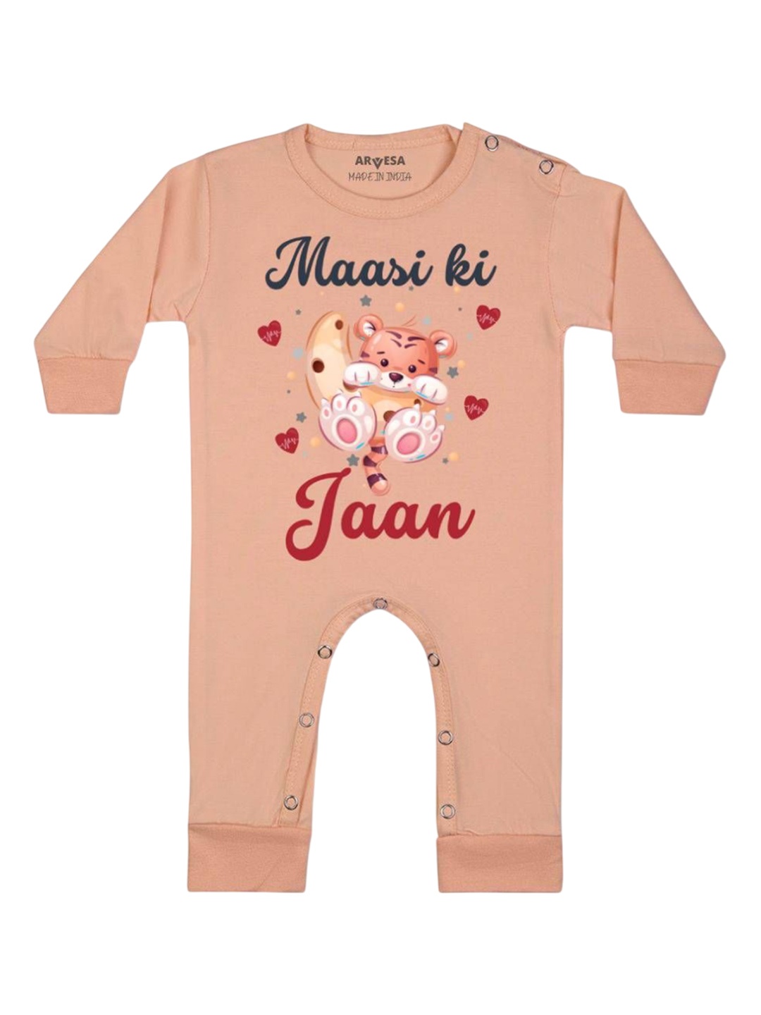 

Arvesa Kids Printed Romper, Peach