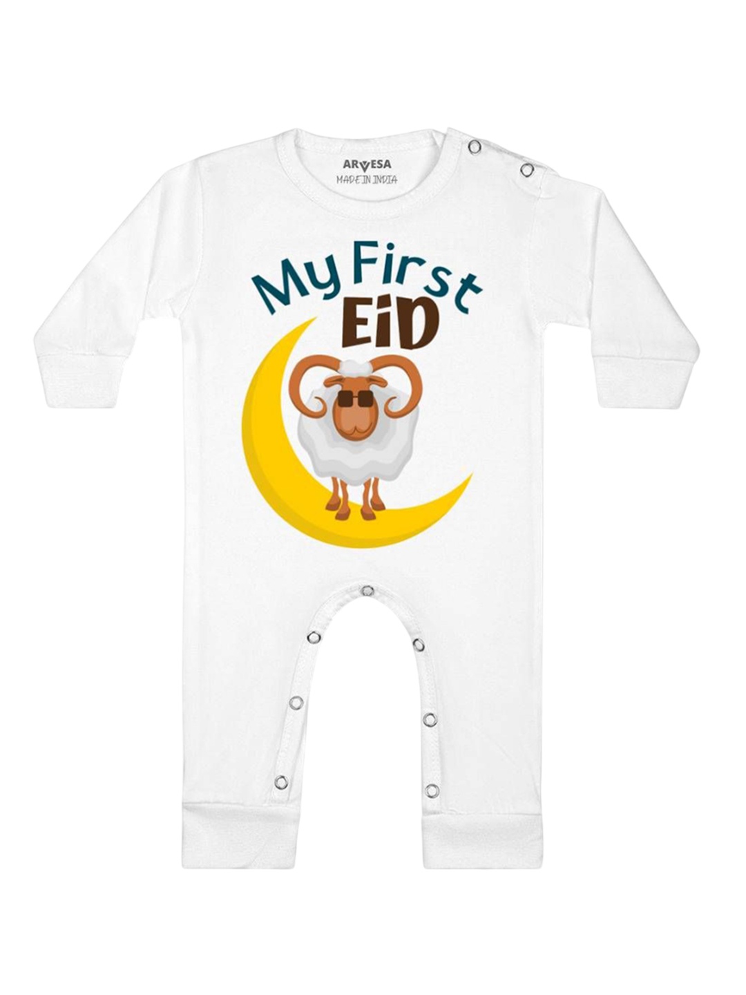 

Arvesa First Bakra Eid Printed Baby Romper, White