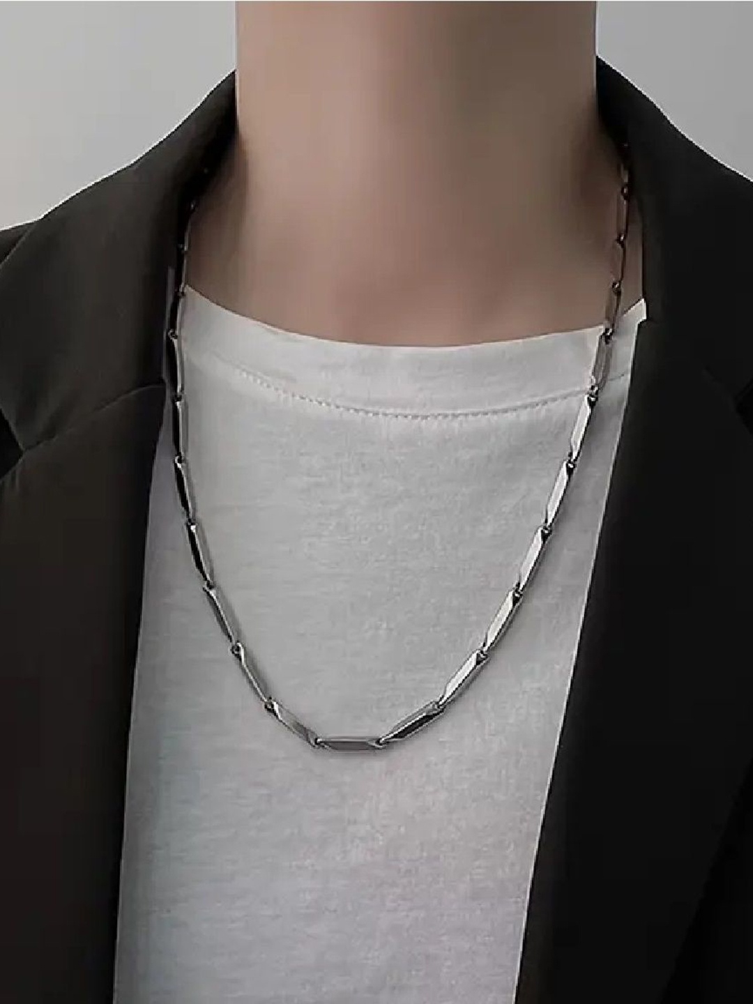 

Crazy Fashion Unisex Stainless Steel Silver-Plated Rice Chain