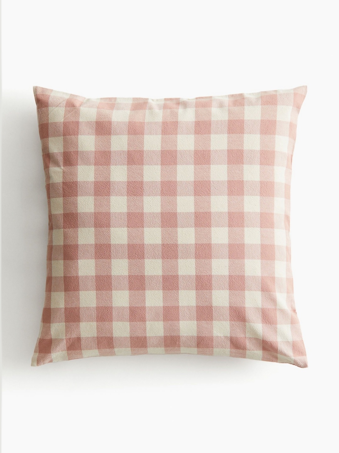 

H&M Beige And Pink Gingham Checked Cotton Cushion Cover