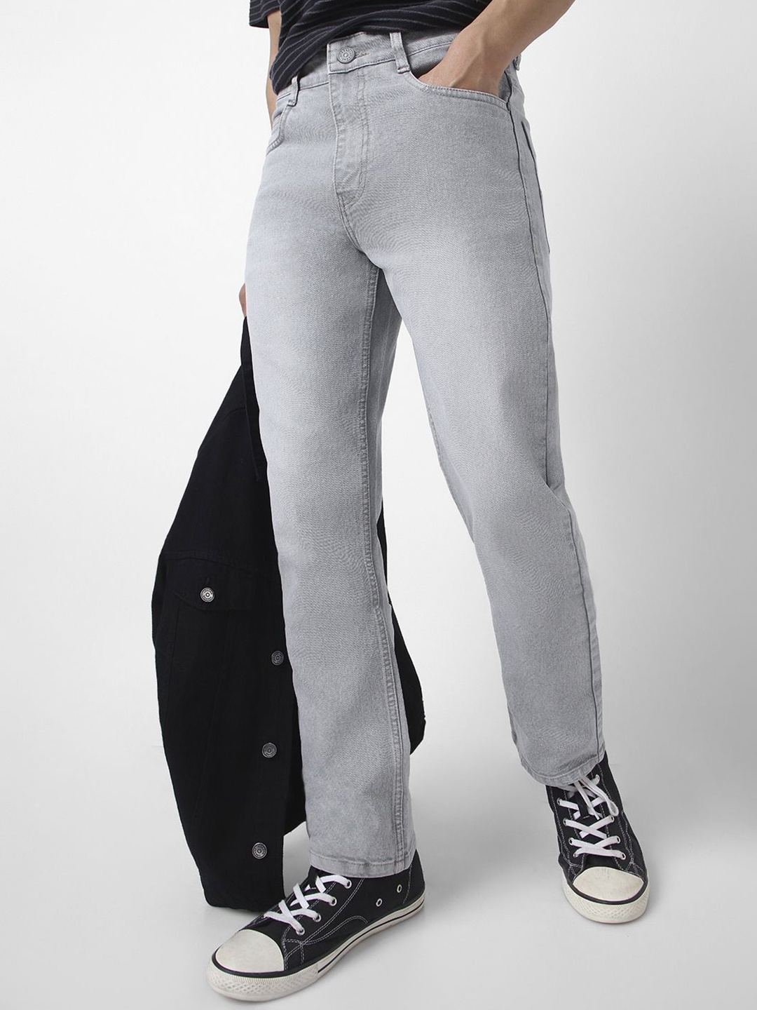 

Urbano Fashion Men Straight Fit Heavy Washed Jeans Stretchable, Grey