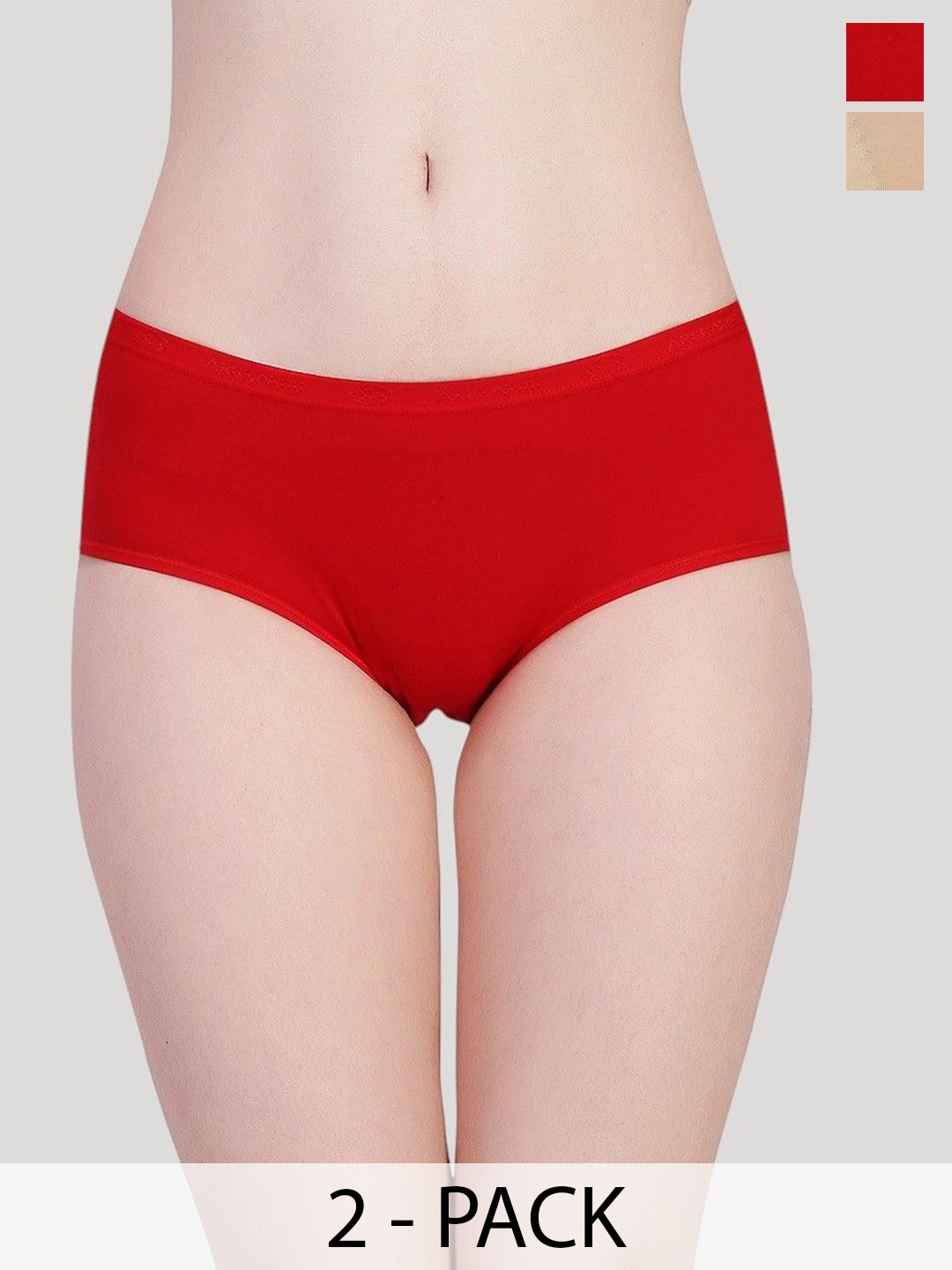 

PLUMBURY Pack Of 2 Mid Rise Period Briefs - PL-PANTY2006-RED/BG-S