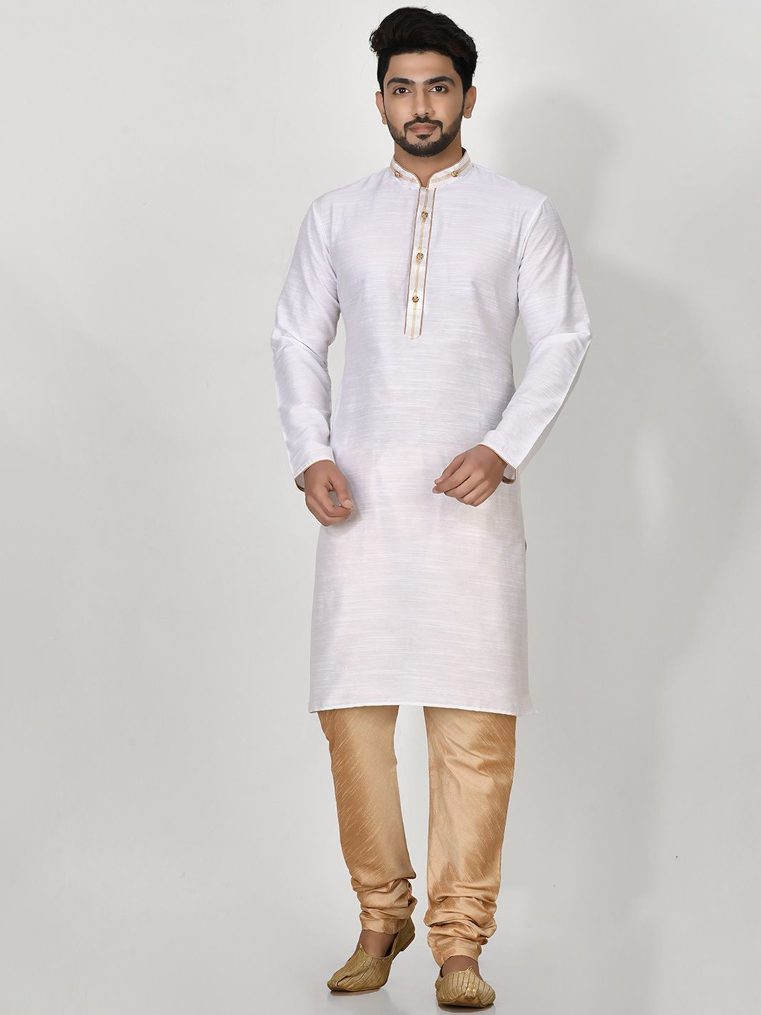 

RANAK Mendarin Collar Straight Kurta, White