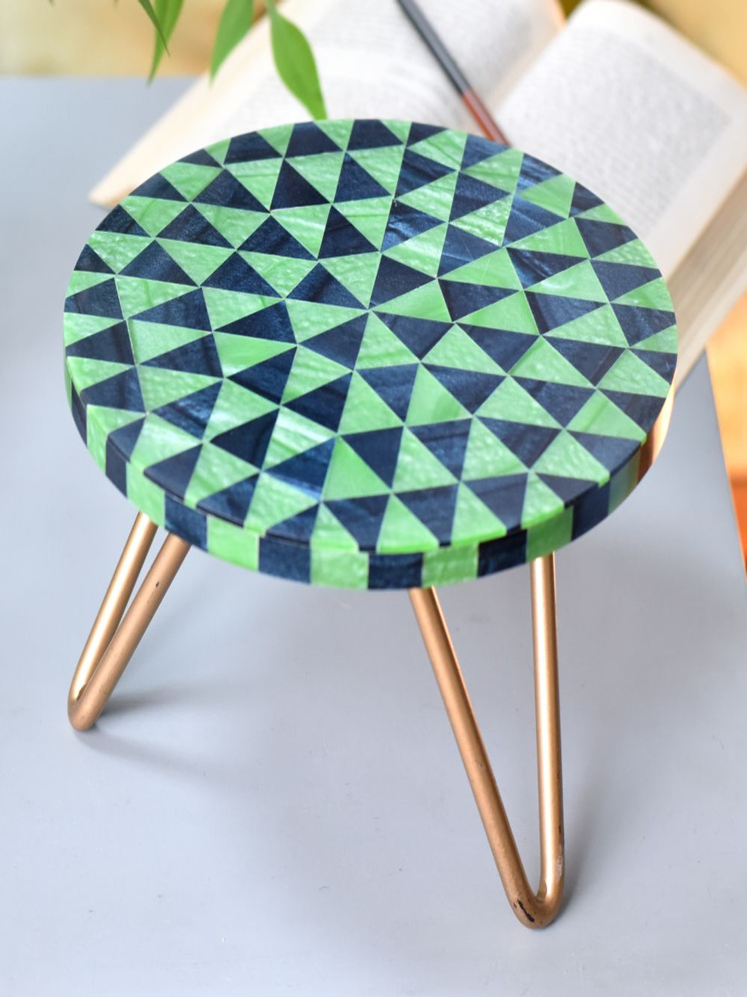 

Indianshelf Green & Blue Wooden Easy to Clean Cake Stand