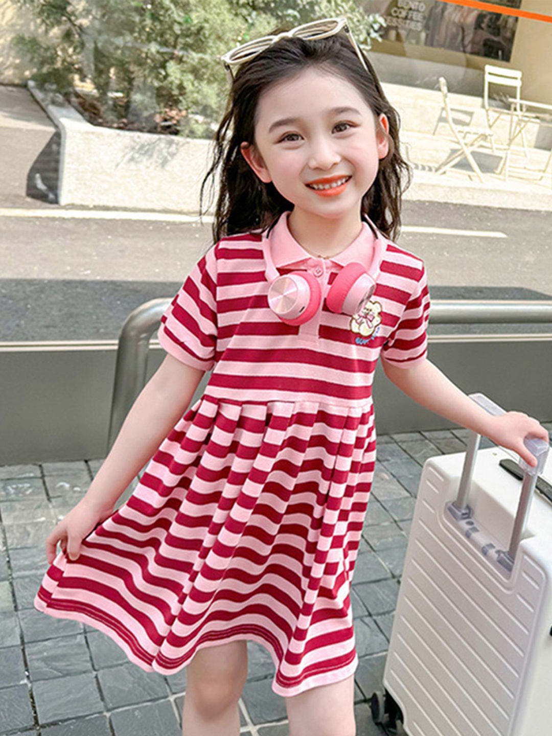 

LULU & SKY Striped Fit & Flare Dress, Pink