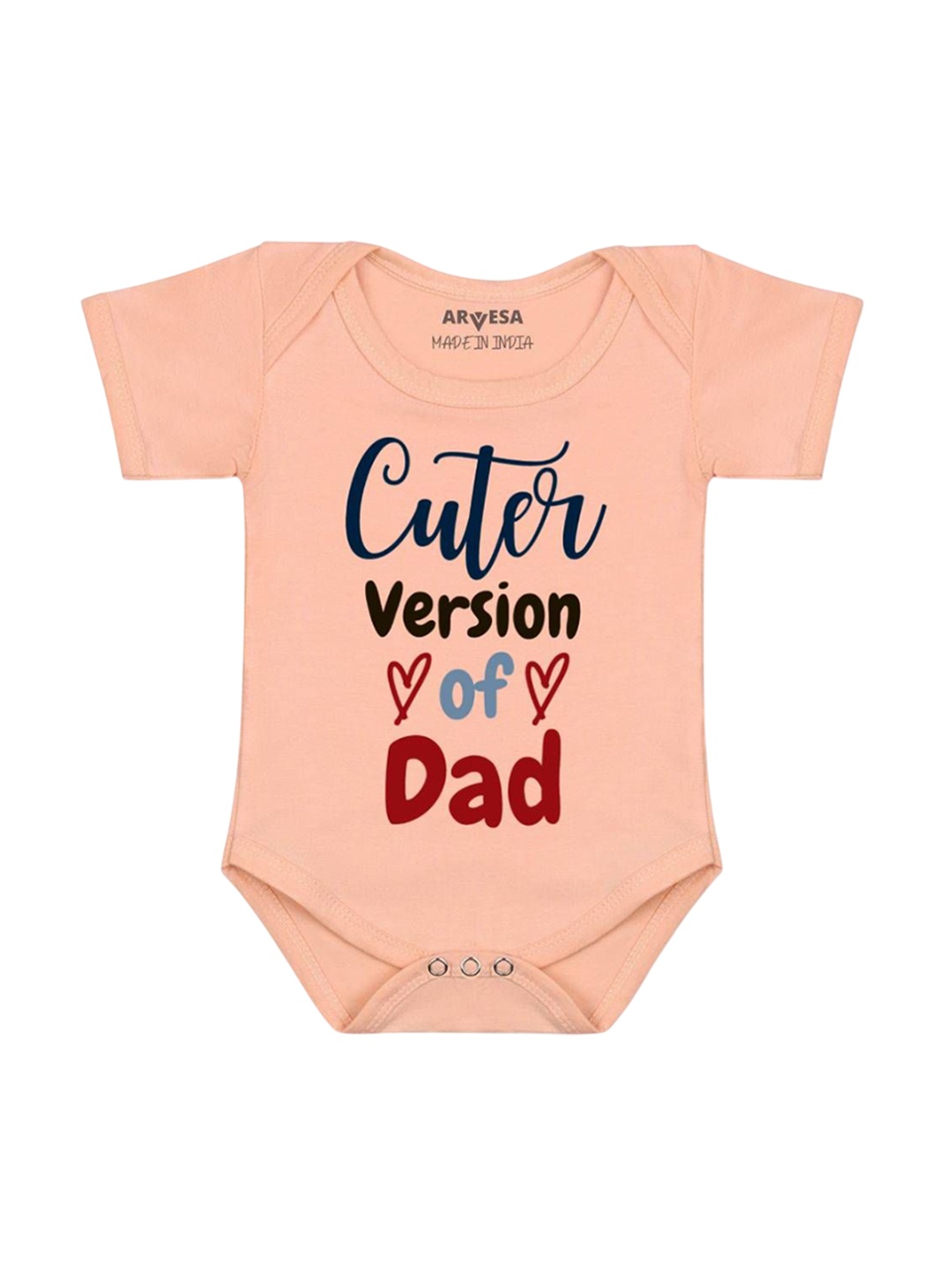 

Arvesa Kids Cuter Version Of Dad Printed Romper, Peach