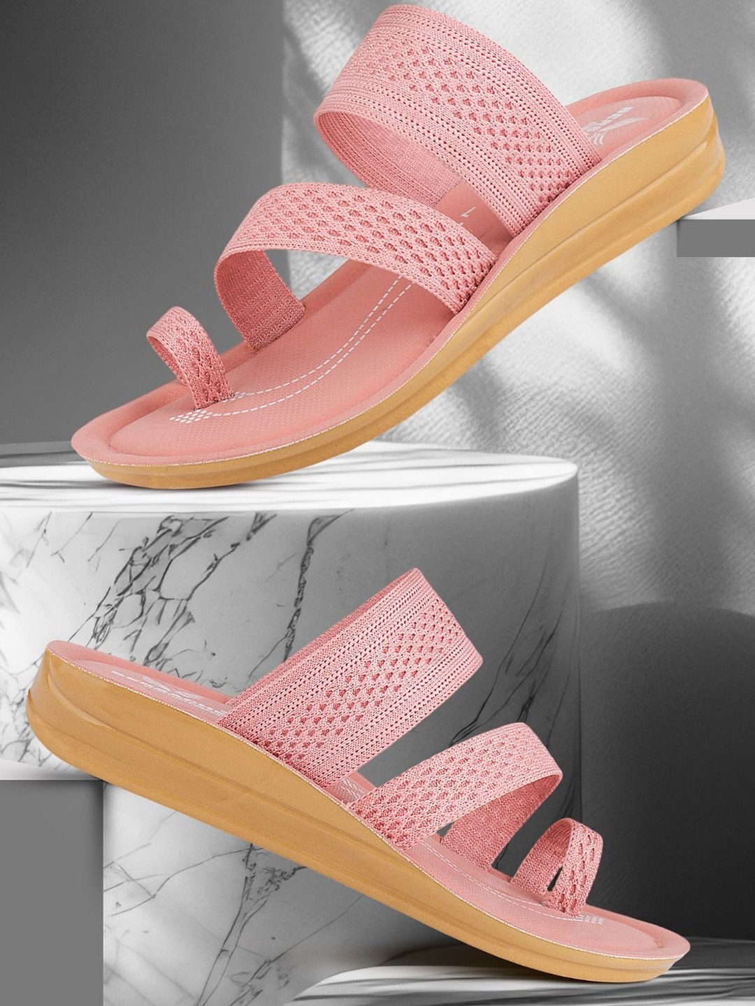 

BERSACHE Women Pack Of 2 Casual Open Toe Flats, Pink