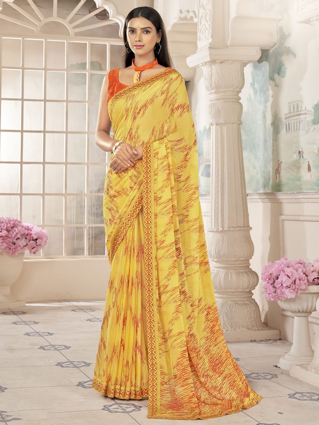 

Anouk Rustic Poly Chiffon Bagh Saree, Yellow