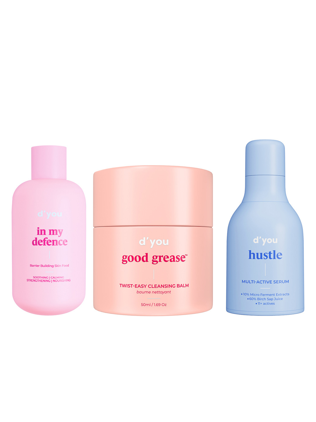 

d'you Cleaner Serum & Moisturiser Trio, Pink