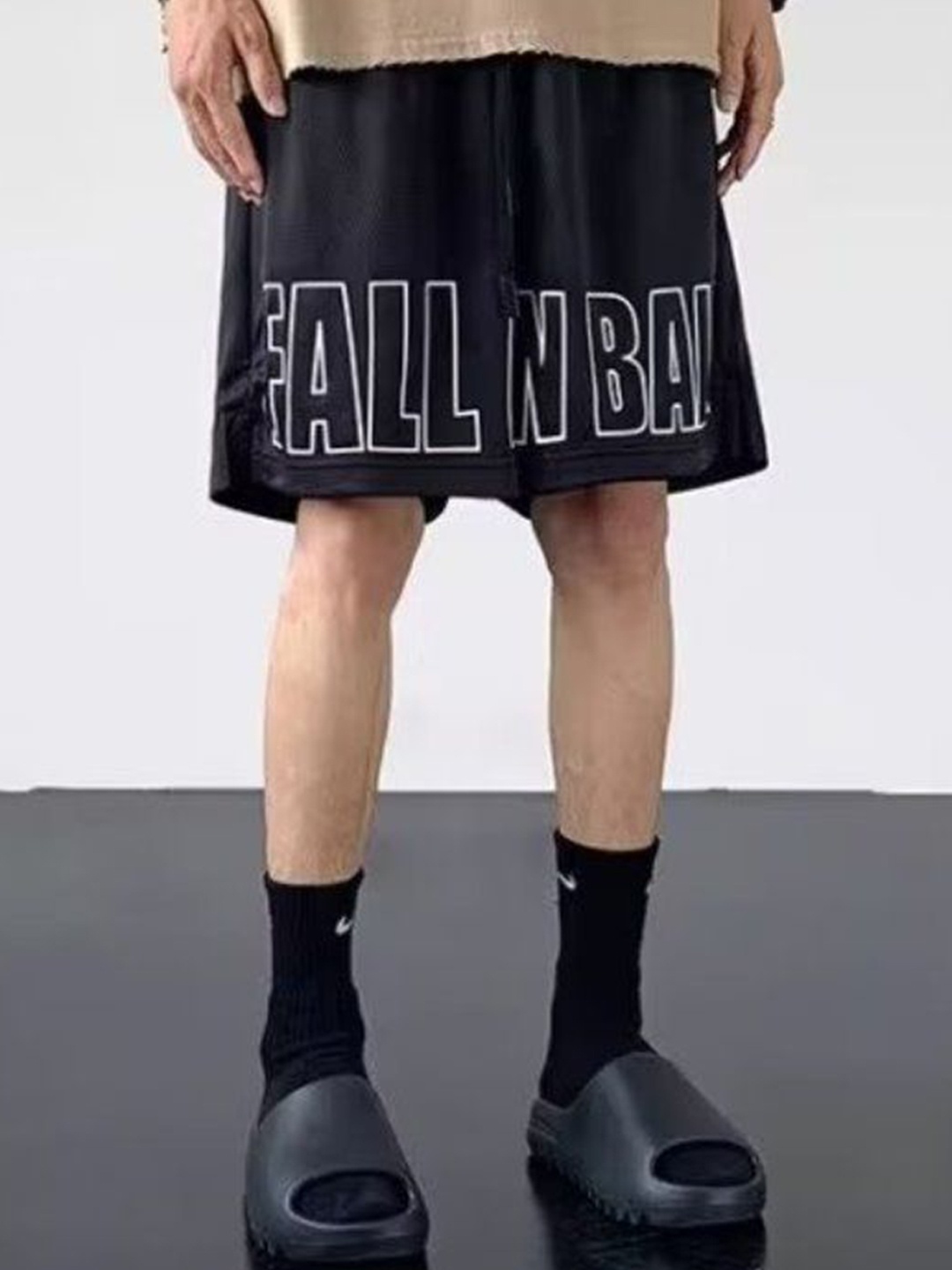 

StyleCast Men Typography Printed Sports Shorts, Black