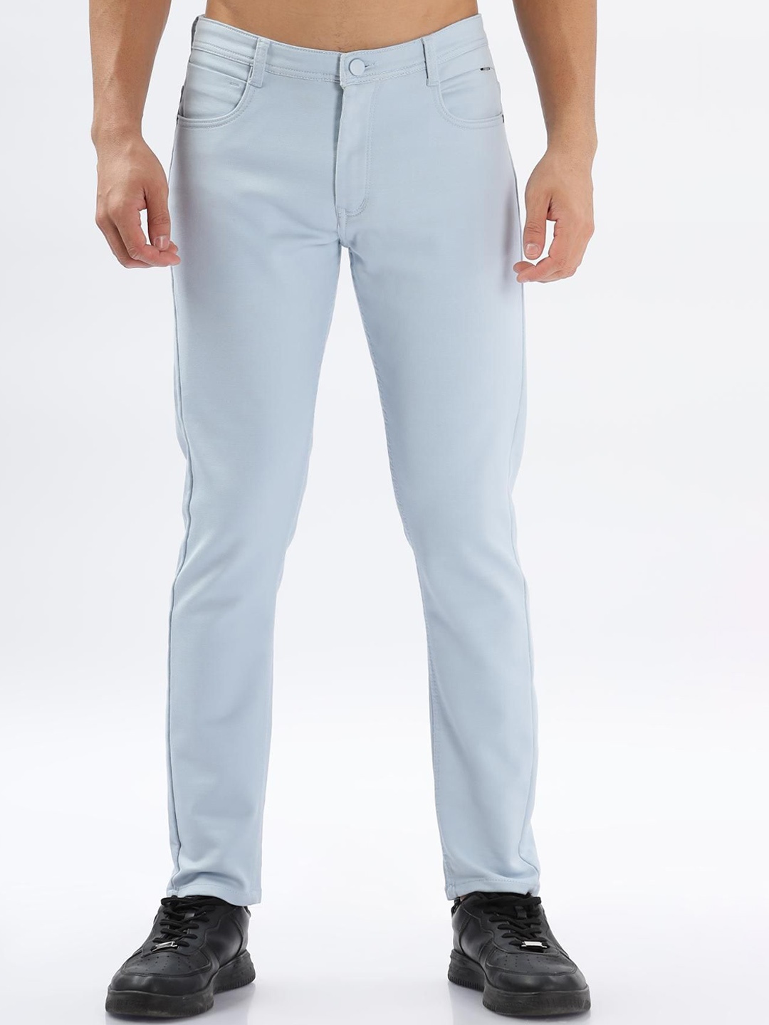 

COLOR HUNT Men Smart Tapered Fit Easy Wash Chinos Trousers, Blue