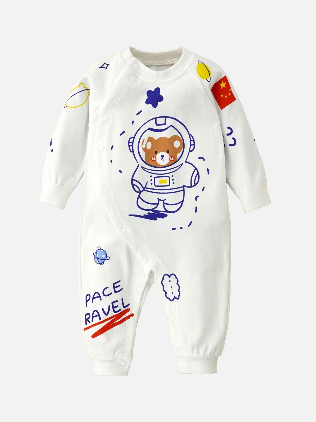 

Little Surprise Box LLP Infants Astronaut Space Full Sleeves Jumpsuit Romper, White