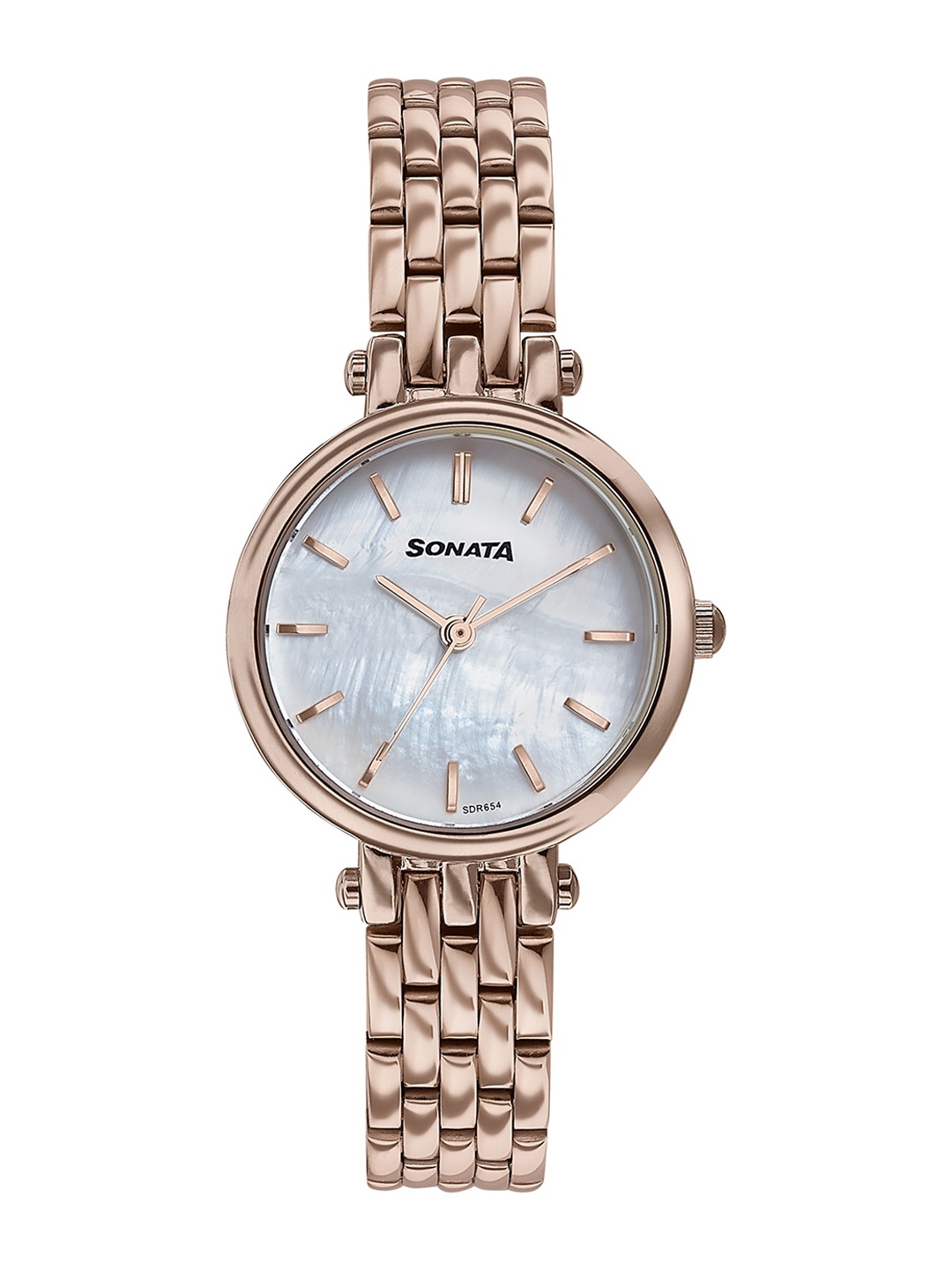 

Sonata Embellished Dial & Stainless Steel Bracelet Style Straps Analogue Watch 87082WM01, Off white