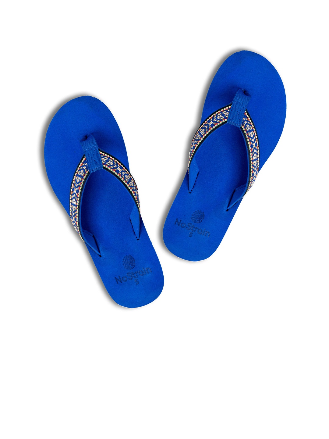 

NoStrain Women Printed Thong Flip-Flops, Blue