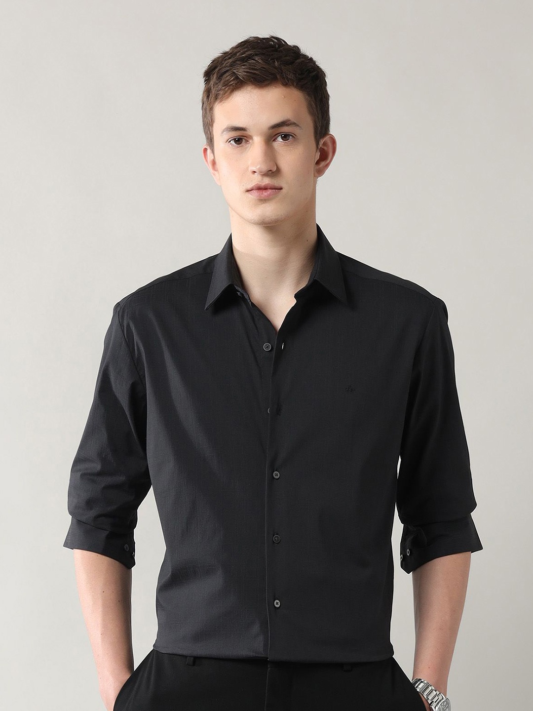 

Arrow New York Men Slim Fit Opaque Formal Shirt, Black