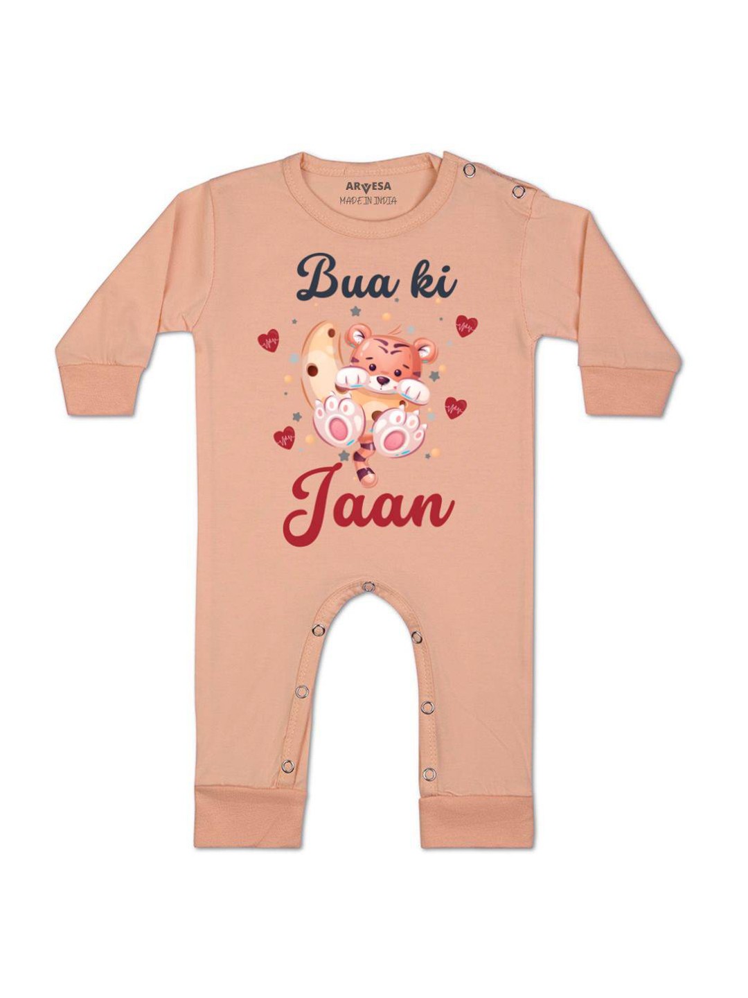 

Arvesa Kids Bua Ki Jaan Printed Baby Romper, Peach