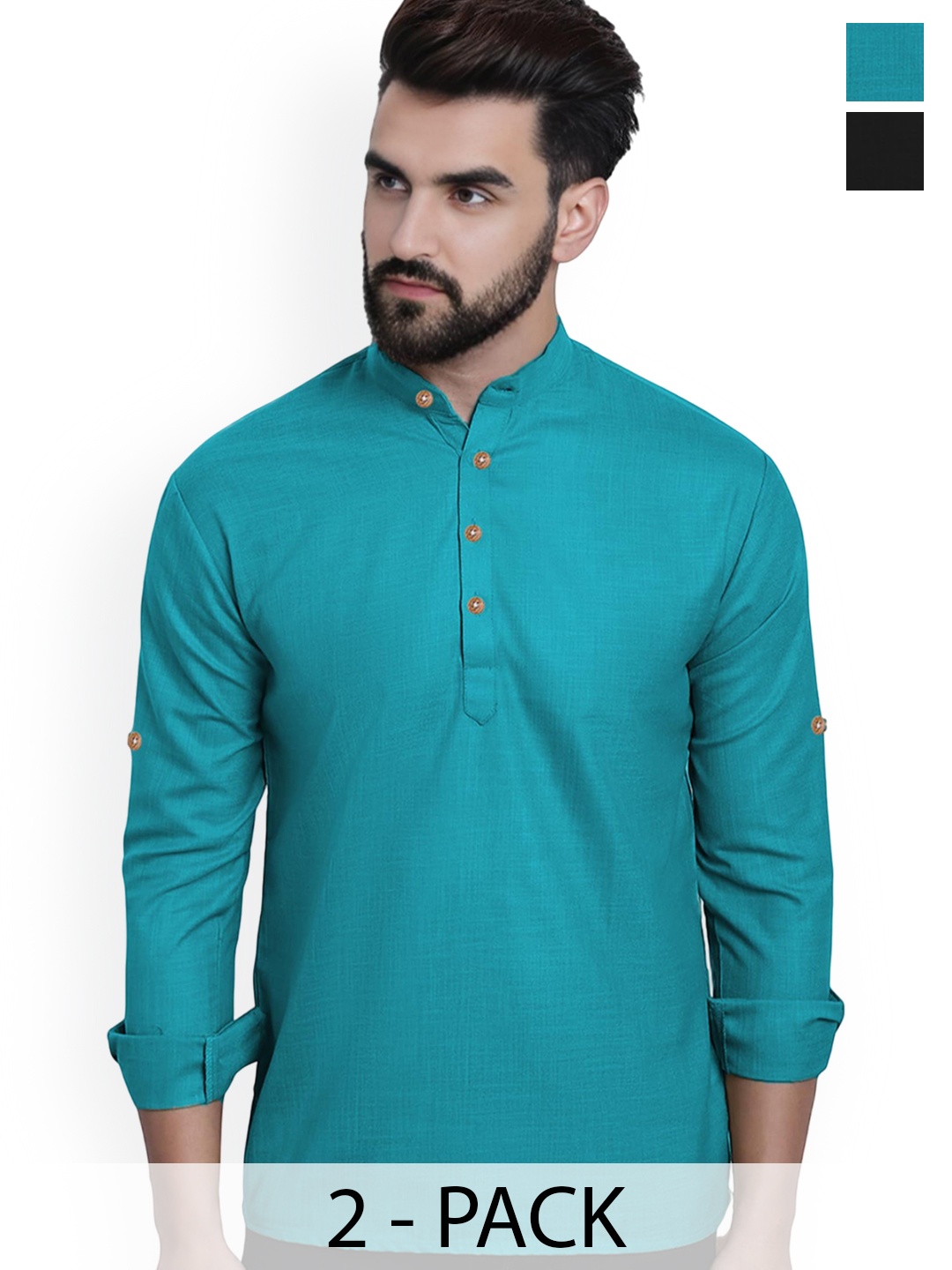 

univibe Men Kurta, Turquoise blue