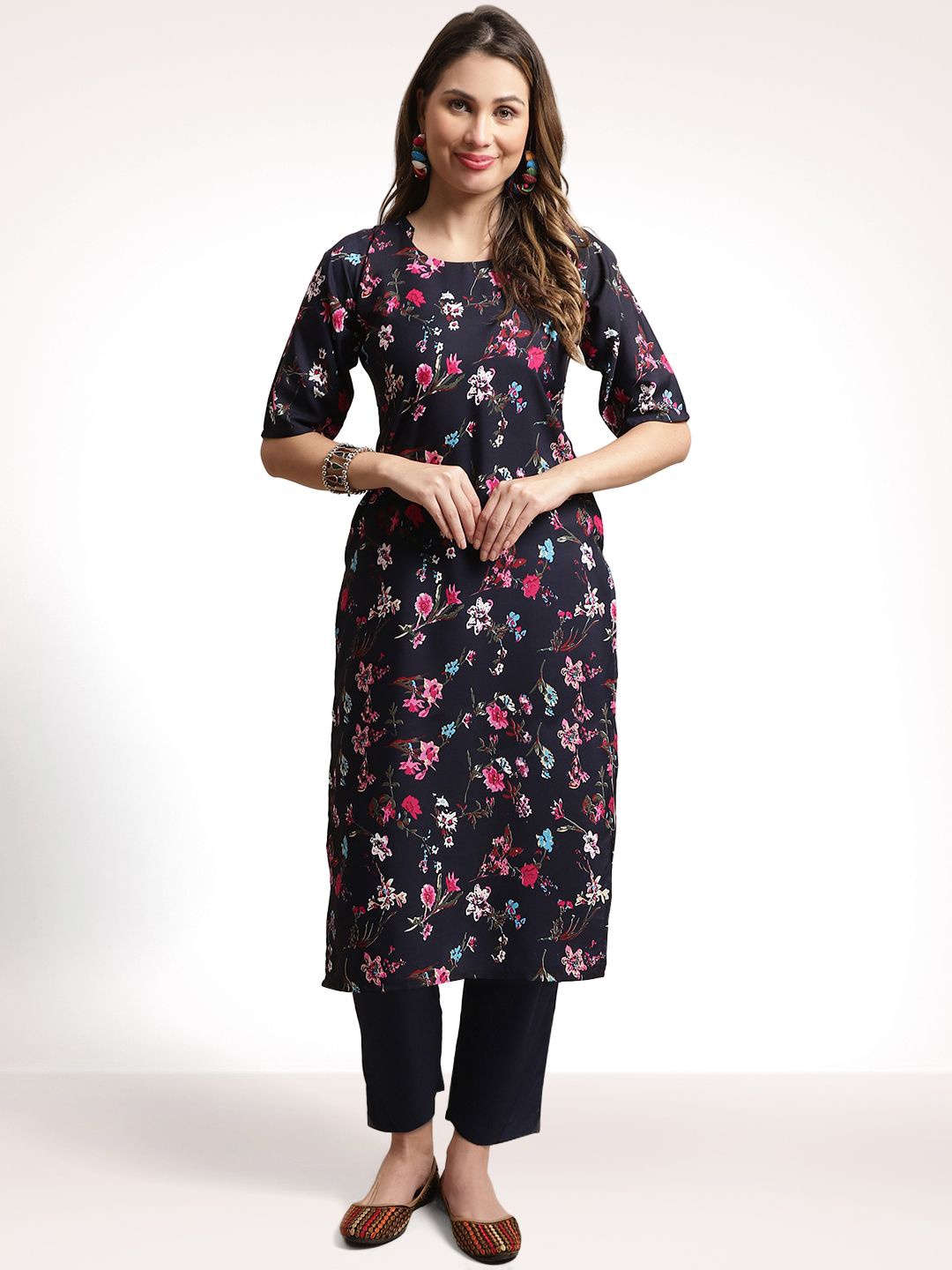 

Moda Rapido Floral Printed Straight Kurta with Trouser, Blue