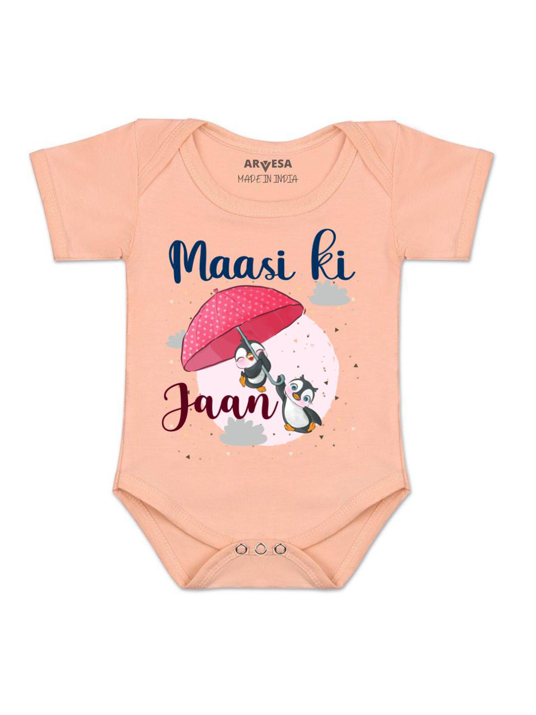 

Arvesa Kids Maasi Ki Jaan Printed Romper, Peach