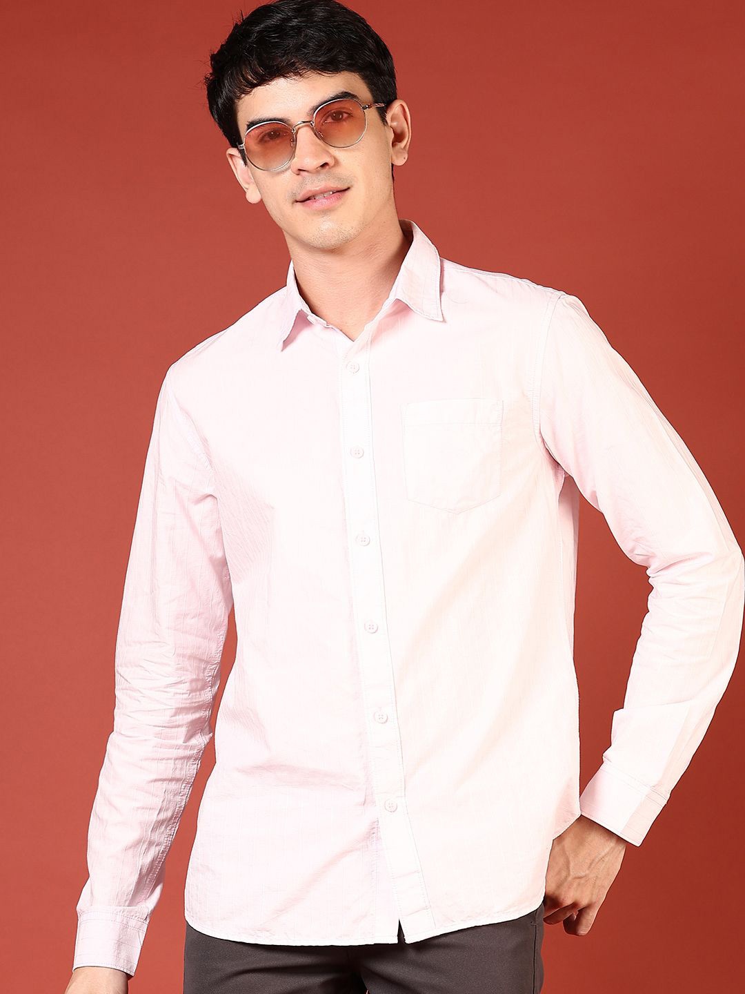 

V-Mart Men Opaque Casual Shirt, Pink