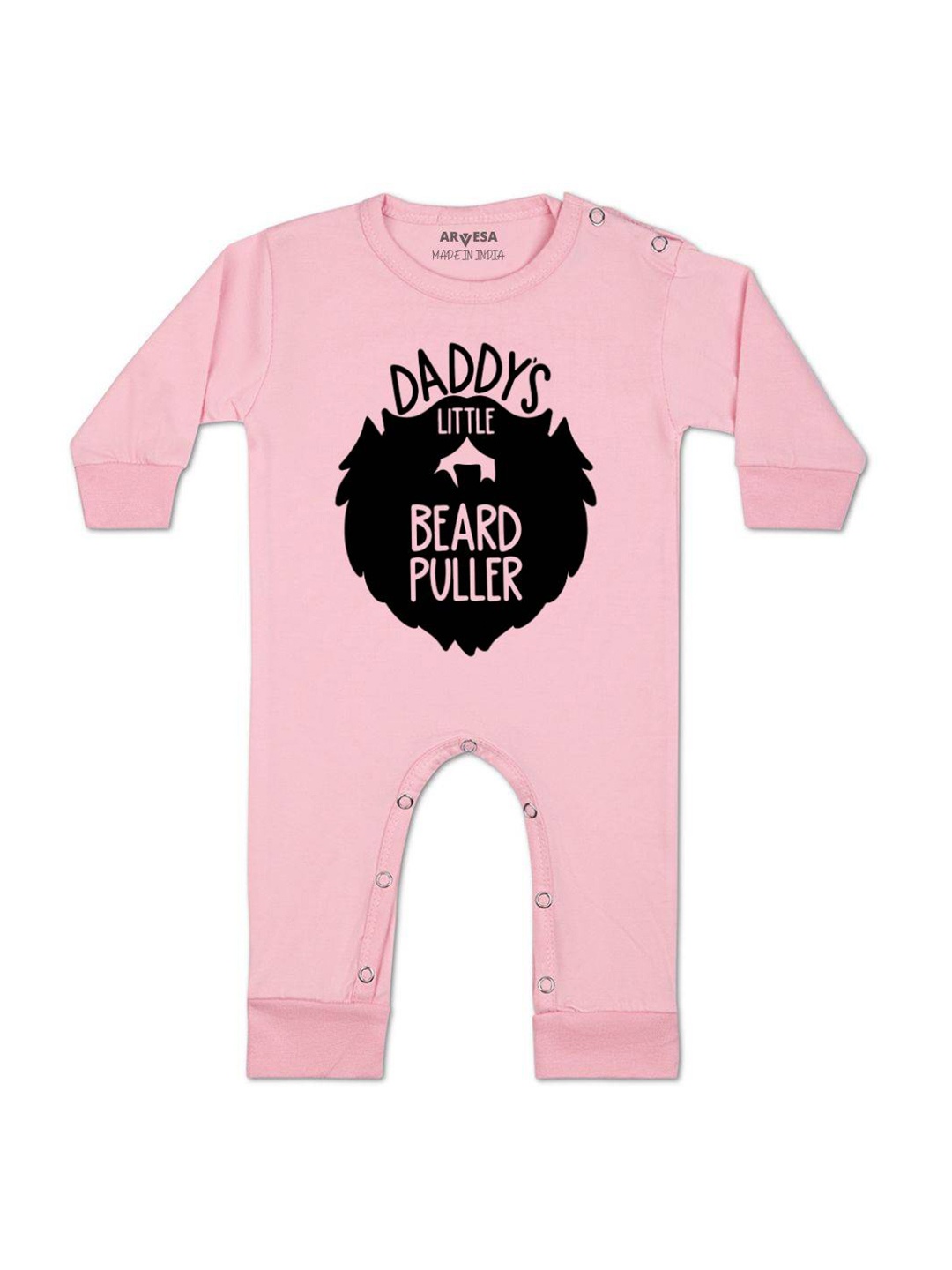 

Arvesa Kids Daddy Little Beard Puller Printed Baby Romper, Pink