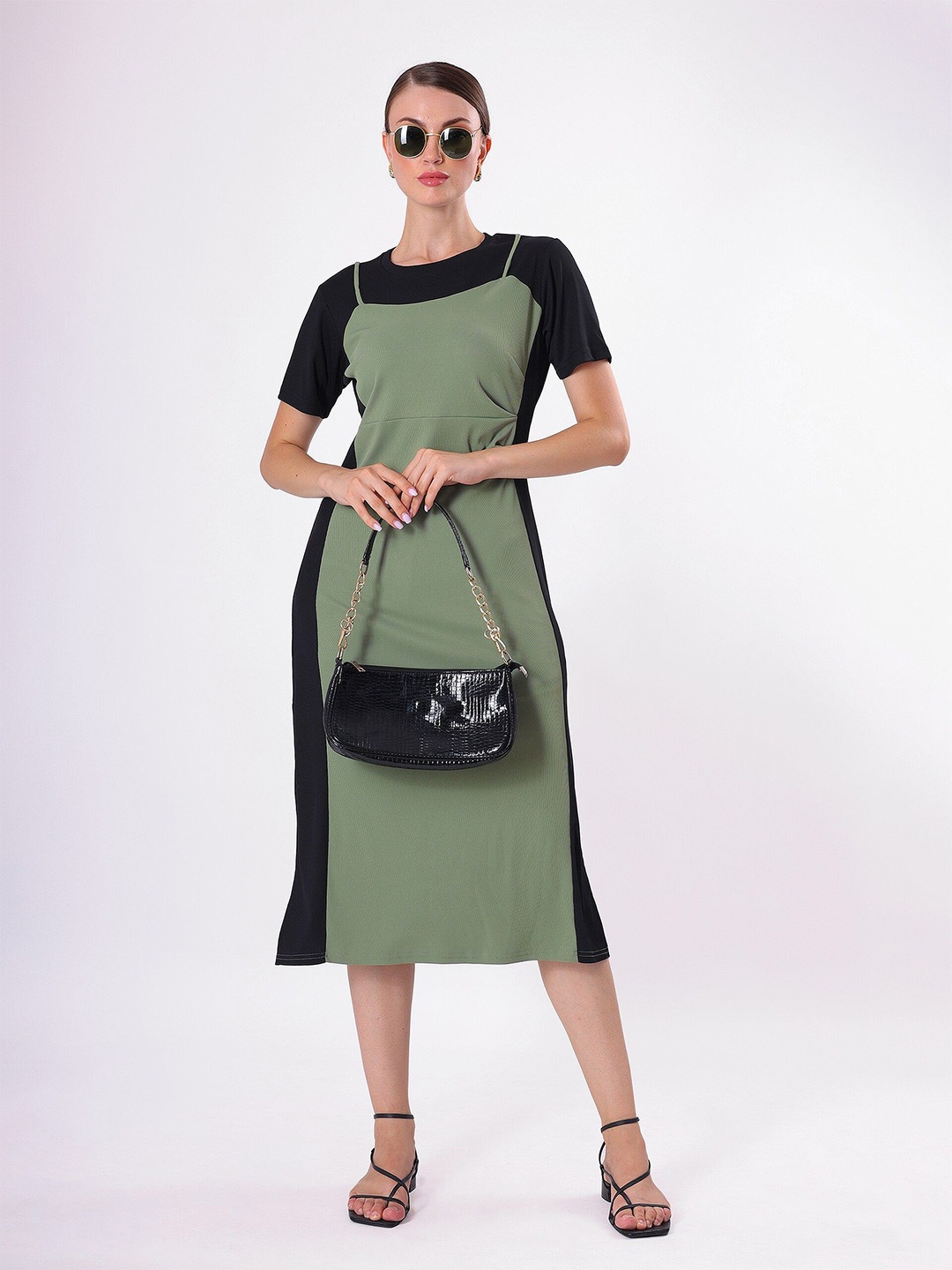 

clobug Crepe A-Line Mini Dress, Olive