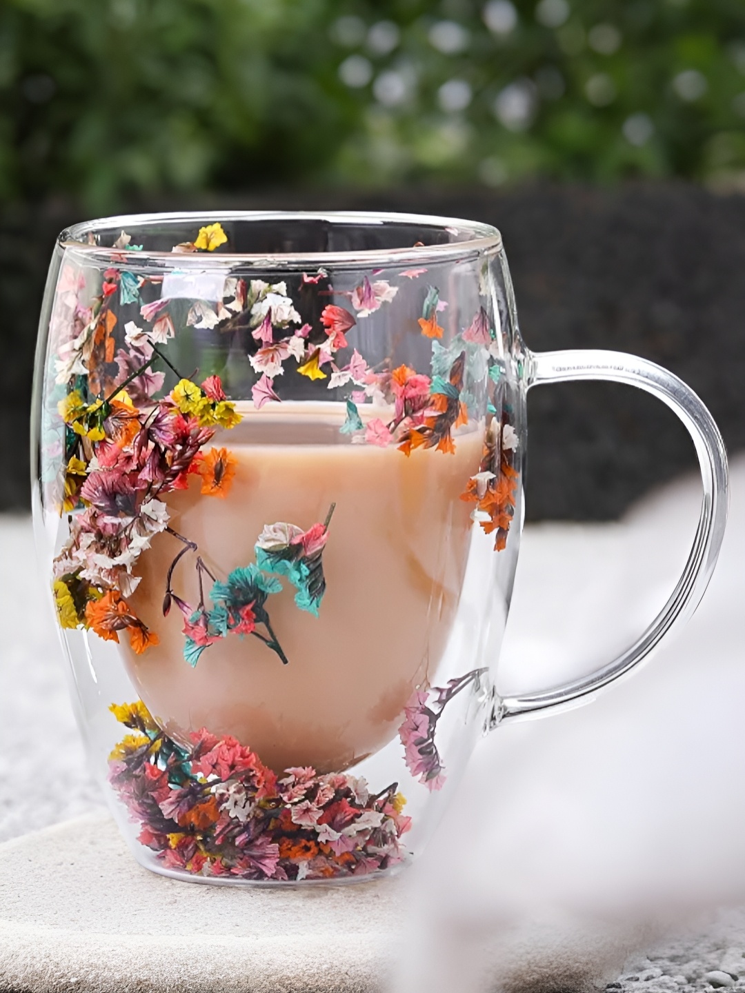 

BonZeaL Assorted Floral Solid Glass Transparent Cups Set of Cups and Mugs