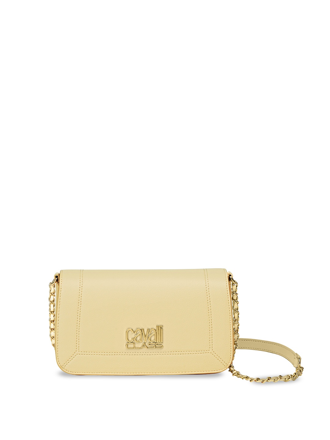 

Cavalli Class Swagger Handheld Bag with Applique, Cream