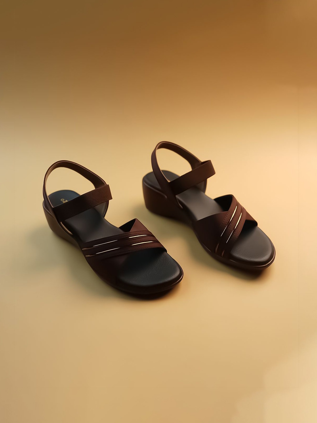 

Ozuri Party Wedge Sandals with Bows, Brown