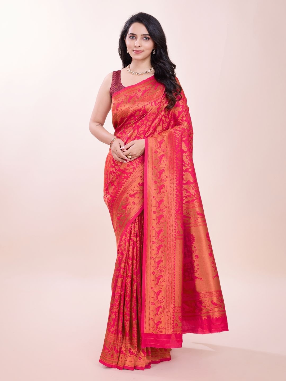 

Suha Woven Design Zari Saree, Pink